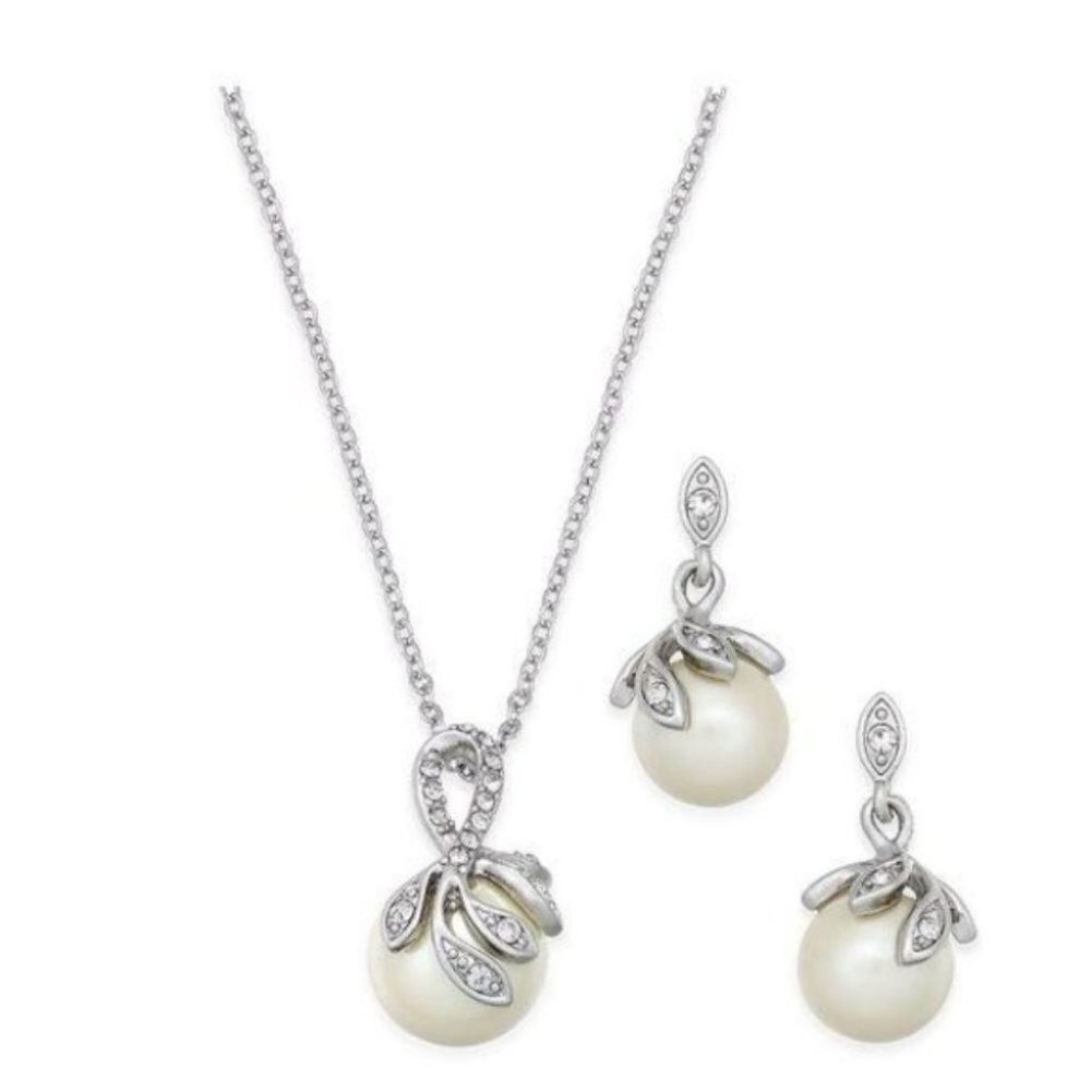 Silver Necklace Matching Drop Earrings, gifts